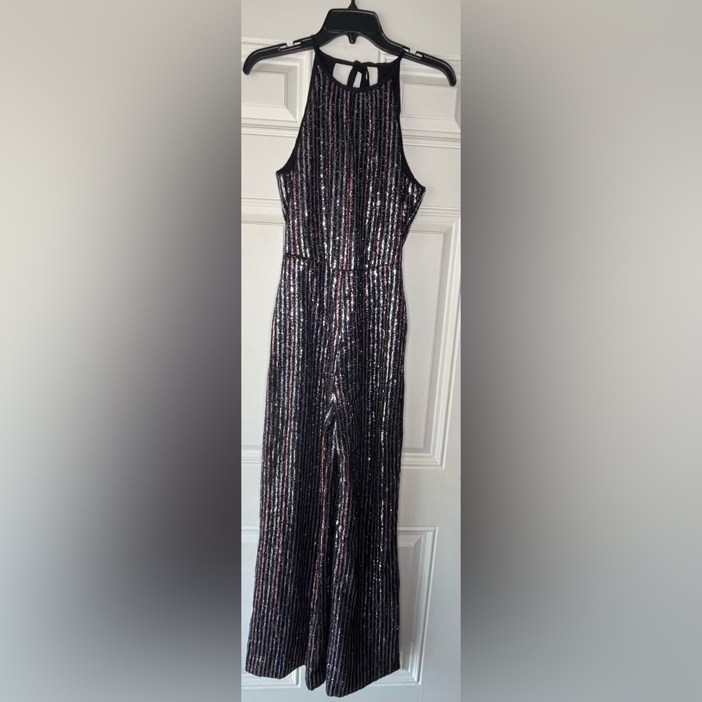 Anthropologie Maeve Disco Halter Jumpsuit size 0 wide leg womans - Picture 6 of 11